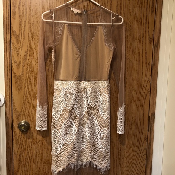 Lace Dress Nude White Cocktail Mini Dress Sz M EUC - Picture 7 of 9
